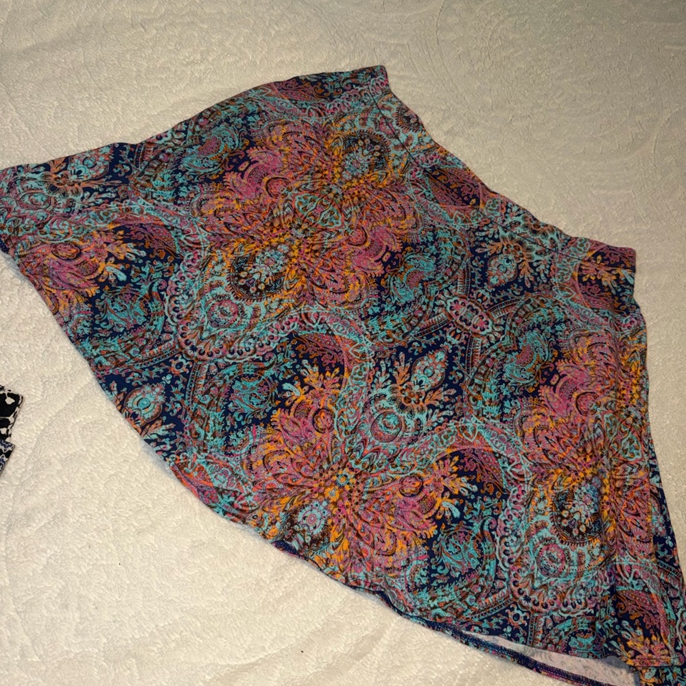 Cynthia Rowley XL Multicolor Paisley Skirt with stretch